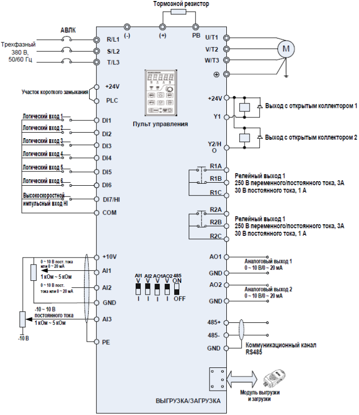 Схема подключения преобразователей частоты ProfiMaster PM-500